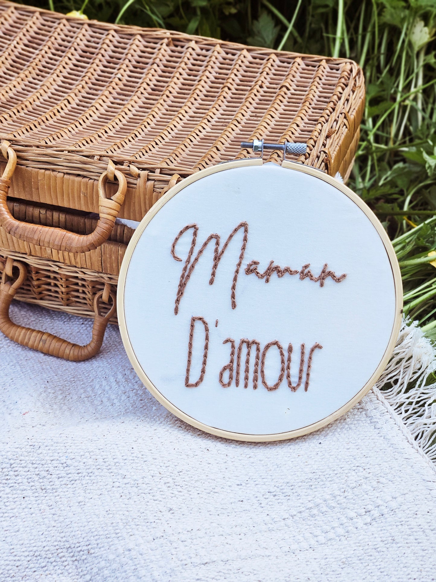 Tambour brodé "Maman d’amour"