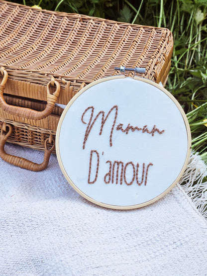Tambour brodé "Maman d’amour"