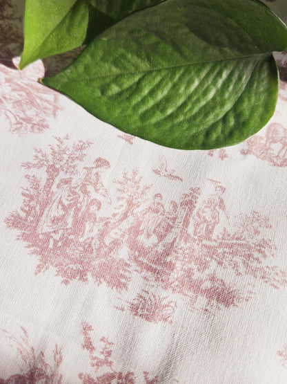 Trousse de toilette et soins Morgann - Toile de Jouy Blush - Personnalisable