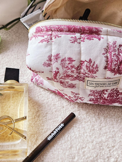 Trousse de toilette et soins Morgann - Toile de Jouy - Personnalisable