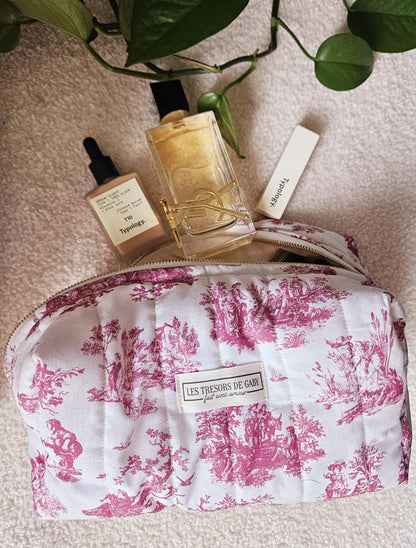 Trousse de toilette et soins Morgann - Toile de Jouy - Personnalisable