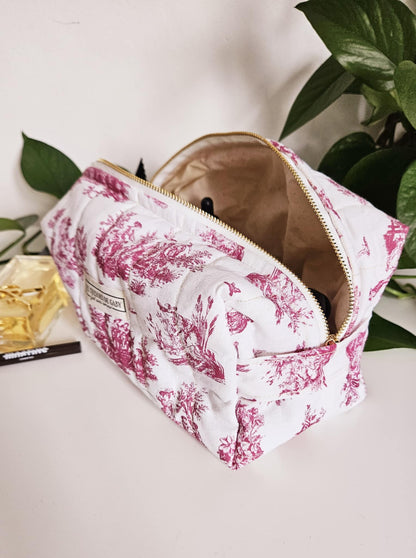 Trousse de toilette et soins Morgann - Toile de Jouy - Personnalisable
