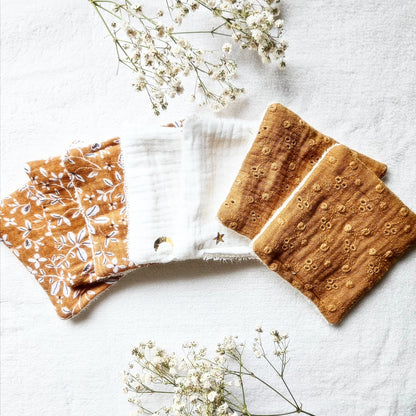 Cotons réutilisables pour maman et bébé - Terracotta - Lot de 7 - Les Trésors de Gaby
