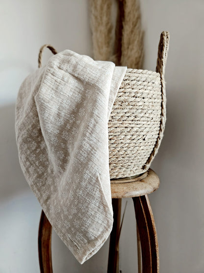 Couverture Personnalisable Jeanne - Double Gaze de Coton Florale