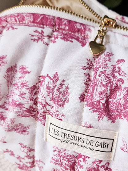 Trousse de toilette et soins Morgann - Toile de Jouy - Personnalisable