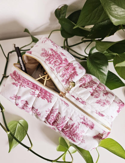 Trousse de toilette et soins Morgann - Toile de Jouy - Personnalisable