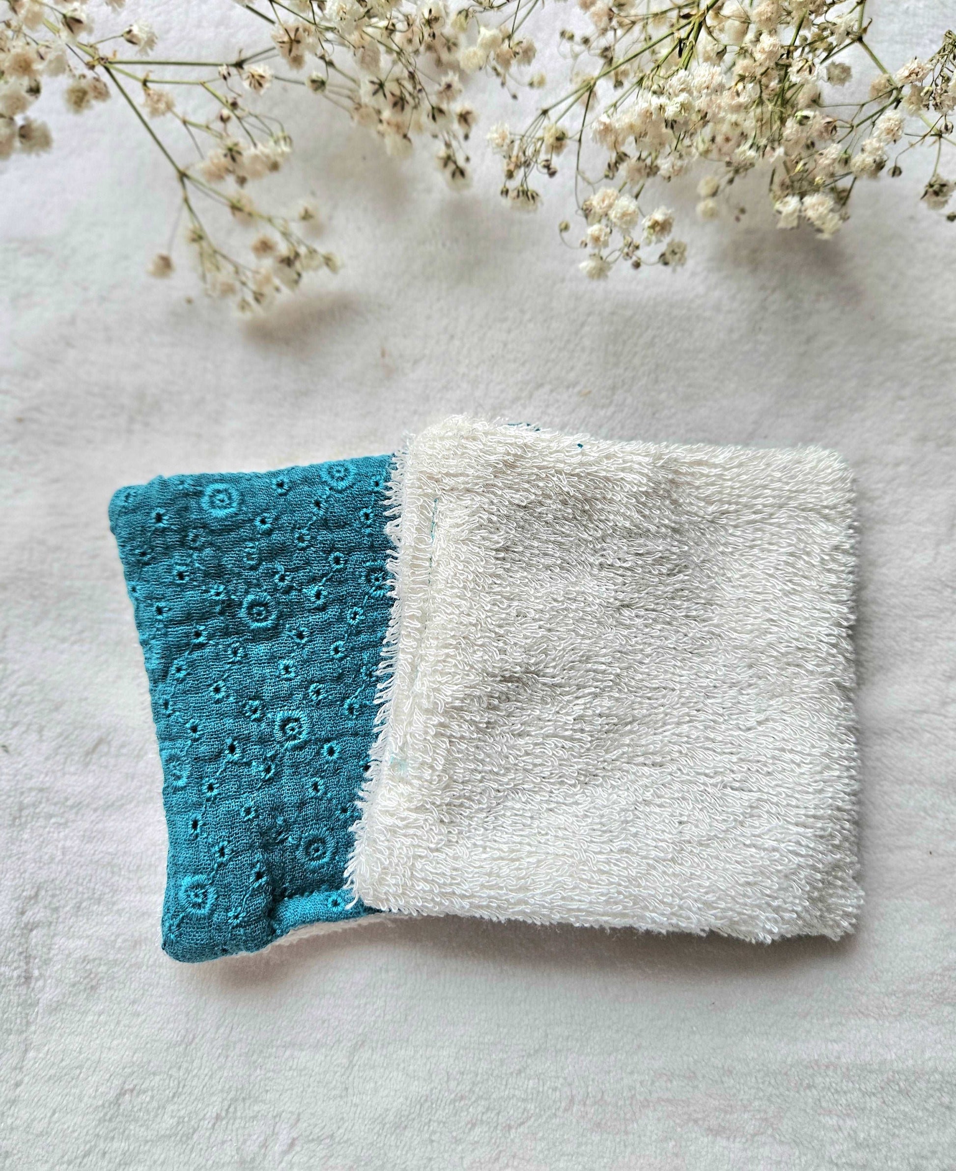Cotons réutilisables pour maman et bébé - Bleu - Lot de 7 - Les Trésors de Gaby