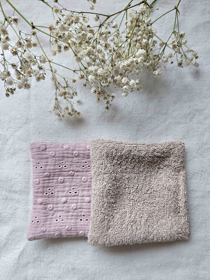 Cotons réutilisables pour maman et bébé - Rose - Lot de 7 - Les Trésors de Gaby