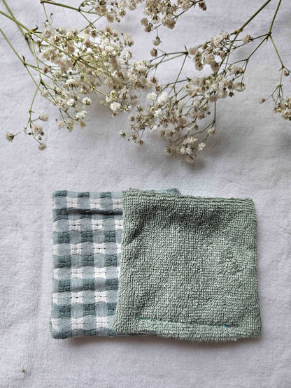 Cotons réutilisables pour maman et bébé - Vert Sauge - Lot de 7 - Les Trésors de Gaby